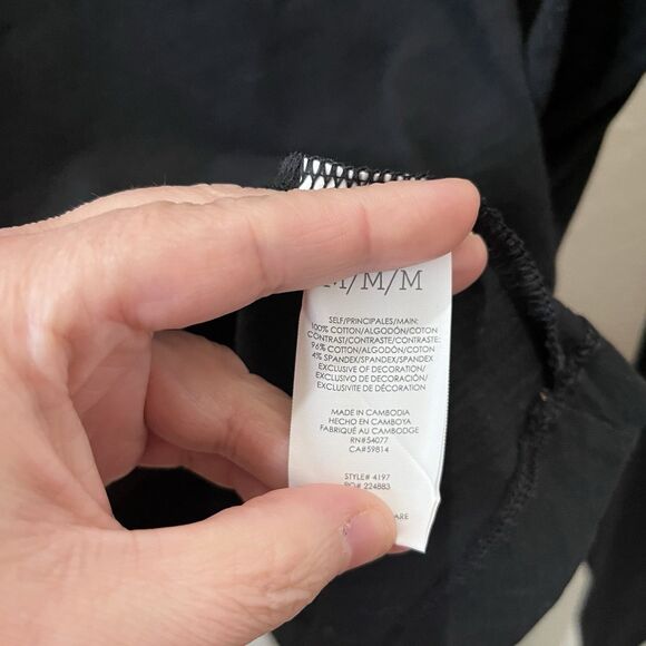 Darling Cabi # 4197 "Love You Tee" Boxy Fit Dropped Shoulders Black Top Size M - Picture 7 of 11